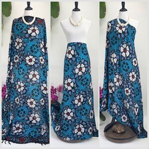 Honu Hibiscus Tropical  Black Blue White MAXI SARONG Kīkepa Pareo Beach Wrap Ski